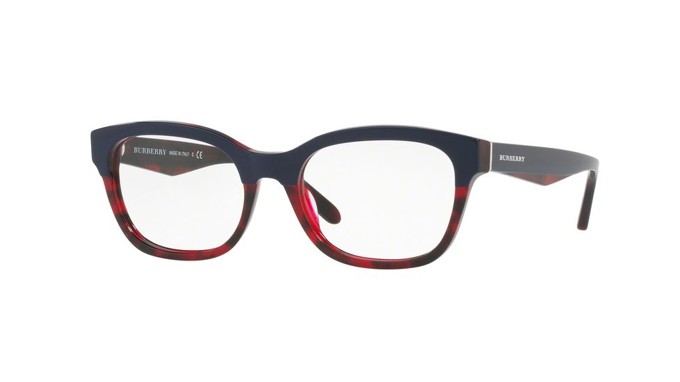 Burberry BE2257 Eyeglass Frames 3652-51 - Top Blue On Red Havana Frame