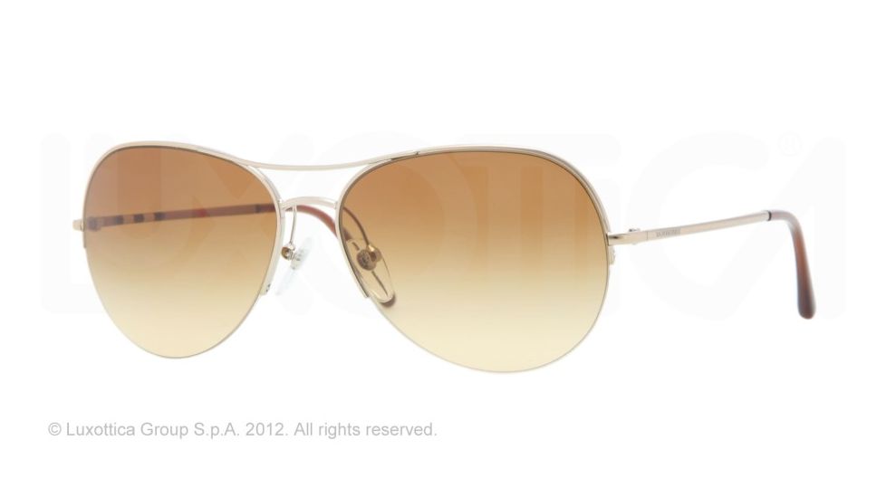 Burberry BE3060 Single Vision Prescription Sunglasses BE3060-11452L-57 - Lens Diameter 57 mm, Lens Diameter 57 mm, Frame Color Burberry Gold