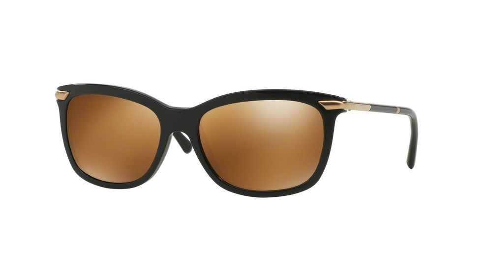 Burberry BE4185 Sunglasses 30016H-57 - Black Frame, Brown Mirror Gold Lenses