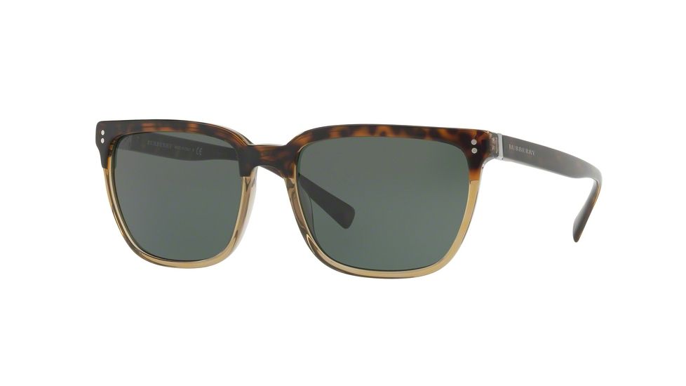 Burberry BE4255 Sunglasses 36605U-56 - Top Havana On Grey Frame, Green Lenses