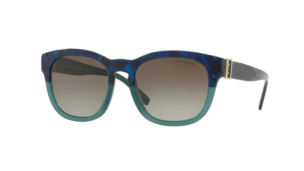 Burberry BE4258F Single Vision Prescription Sunglasses BE4258F-36778E-56 - Lens Diameter 56 mm, Frame Color Blue Havana/green