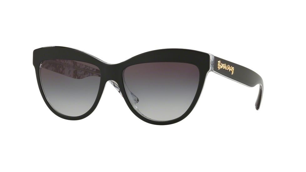 Burberry BE4267 Sunglasses 37138G-56 - Top Black/print Doodle/transp Frame, Grey Gradient Lenses