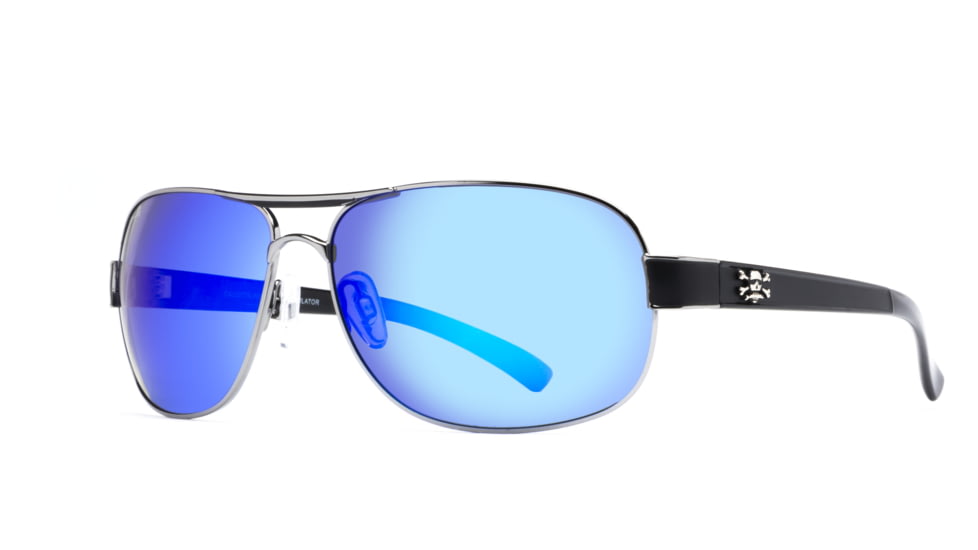 Calcutta Regulator Sunglasses Black Wire Frame Blue Mirror Lens 64mm Lens, RG1BM