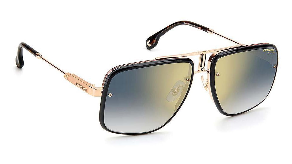 Carrera CA Glory II Sunglasses, Gold Copper Frame, Blue Shaded Lens with gold-tone mirrored coating, 716736299198
