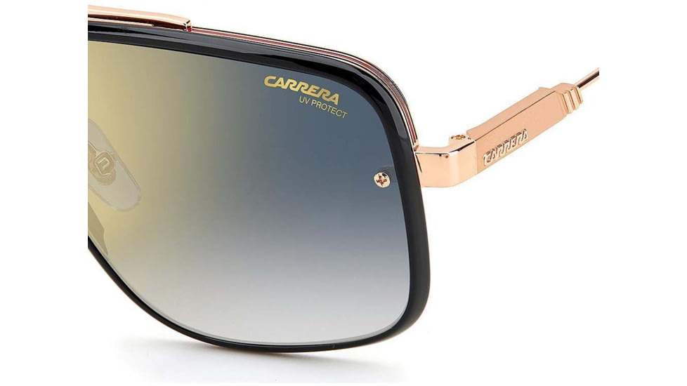 Carrera CA Glory II Sunglasses, Gold Copper Frame, Blue Shaded Lens with gold-tone mirrored coating, 716736299198