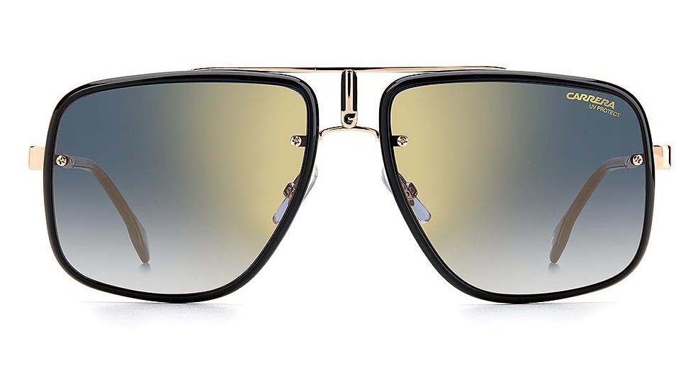 Carrera CA Glory II Sunglasses, Gold Copper Frame, Blue Shaded Lens with gold-tone mirrored coating, 716736299198