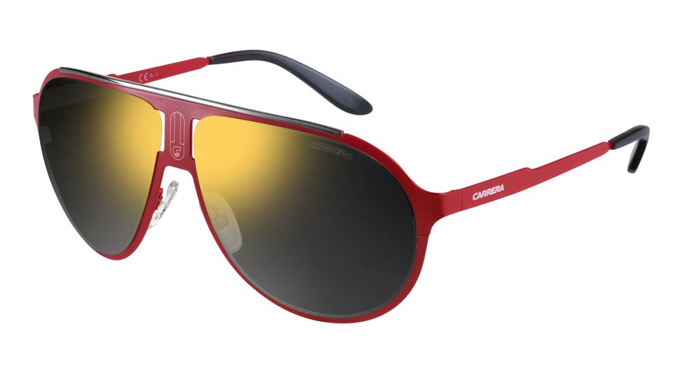 Carrera Champion/M/T/S Sunglasses CHAMPMTS-09EB-UW-6113 - Matte Red Frame, Orange Flash Ml Lenses, Lens Diameter 61mm, Distance Between Lenses 13mm