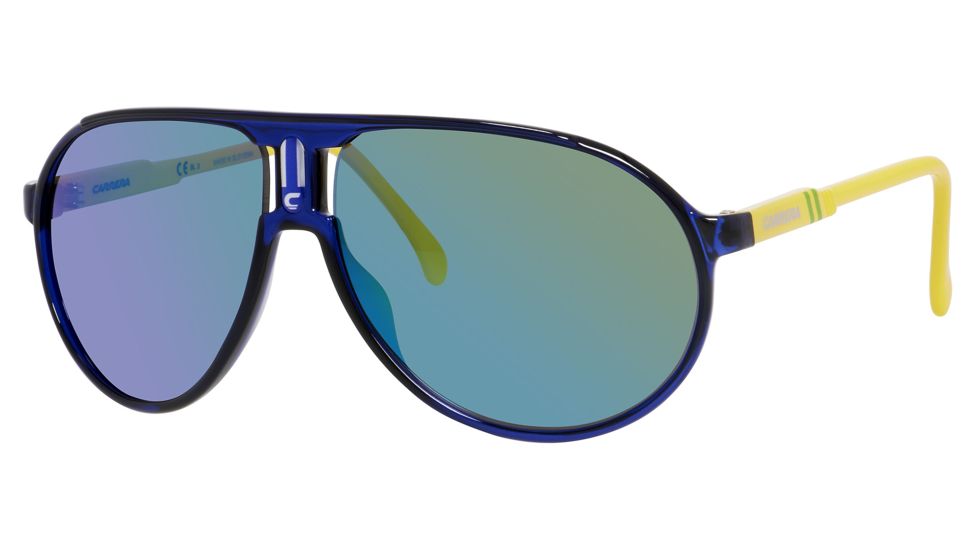 Carrera Champion/S Sunglasses CHAMPIS-0CFL-Z9-6212 - Transparent Blue Frame, Black Mirror Lenses, Lens Diameter 62mm, Distance Between Lenses 12mm