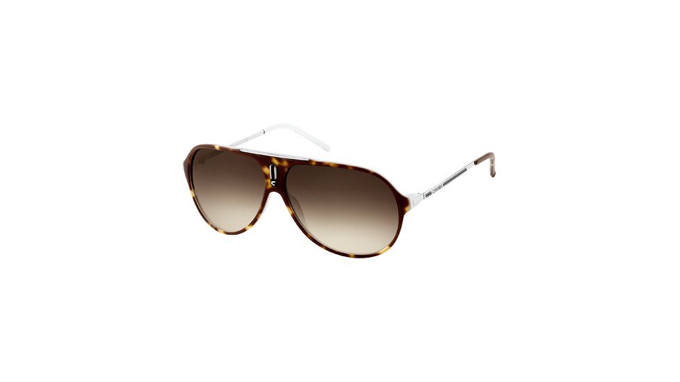 Carrera Hot Sunglasses - Havana White / Palladium Frame, Brown Gray Gradient Lenses HOTS0F80DB