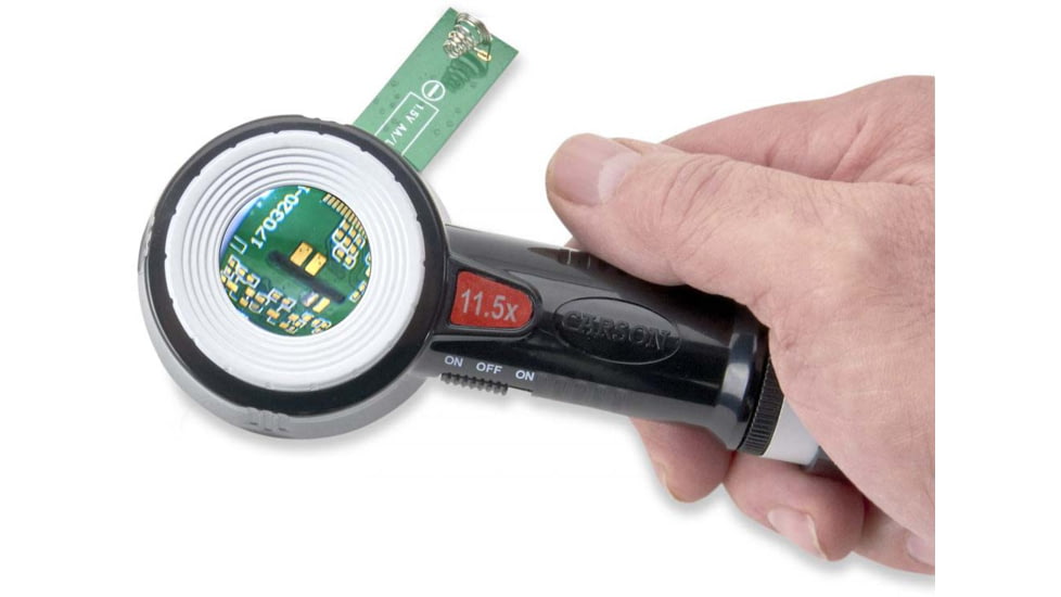 Carson 11.5x LED/UV Lighted Measureloupe w/Protective Storage Case, Black, CP-45