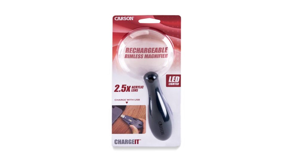 Carson ChargeIt LED Lighted Magnifier, Grey, 3.4 x 1.2 x 7.9 Inches, UM-90