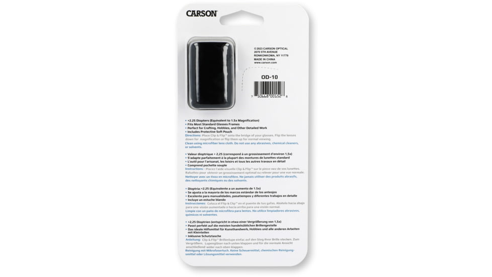Carson Clip &amp; Flip 1.5x Power +2.25 Diopters Clip-On, Flip-Up Magnifying Lenses OD-10