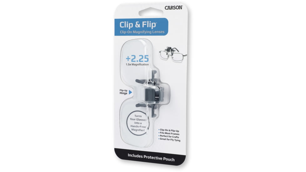 Carson Clip &amp; Flip 1.5x Power +2.25 Diopters Clip-On, Flip-Up Magnifying Lenses OD-10