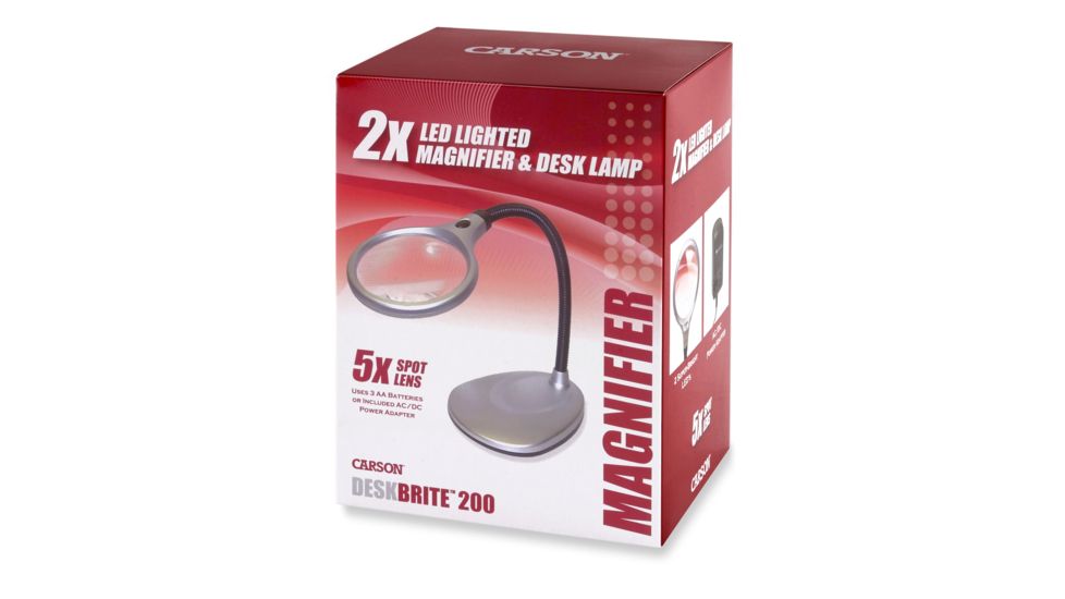 Carson DeskBrite200 2x LED Magnifier Loupe Desk Lamp w/ 5x Spot Lens LM-20