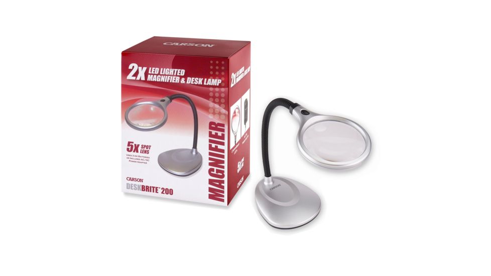 Carson DeskBrite200 2x LED Magnifier Loupe Desk Lamp w/ 5x Spot Lens LM-20