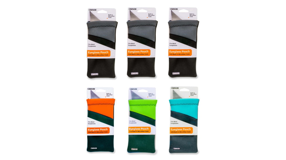 Carson Eyeglasses Pouch w/MicroFiber Cloth, 6-Pack, Assorted, EC-10AS