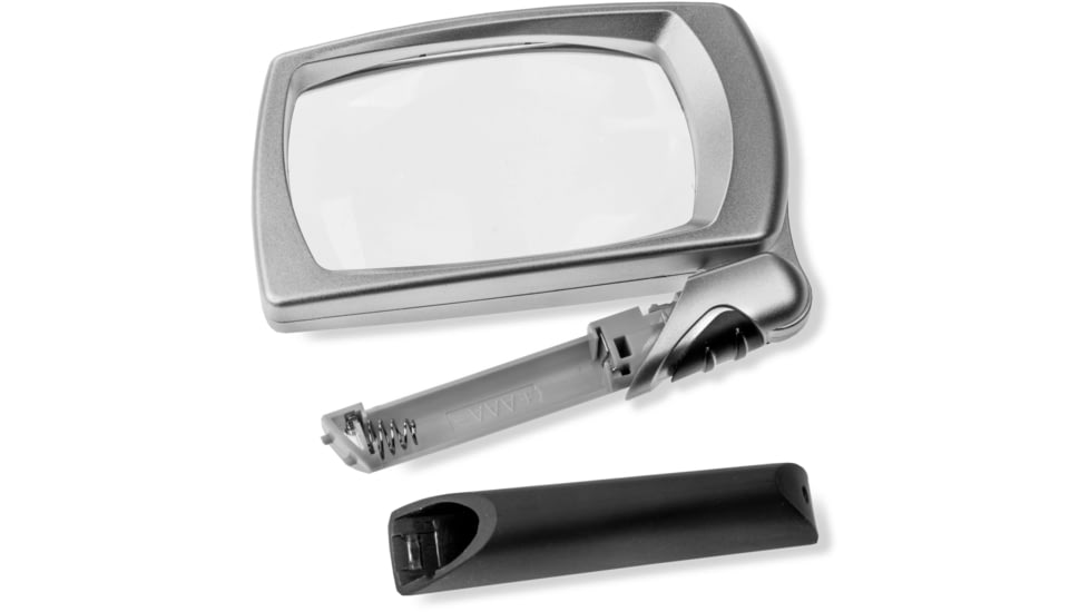 Carson LED Lighted Folding Rectangular Magnifier, 2.5x Power, Silver/Black, Small, MJ-30