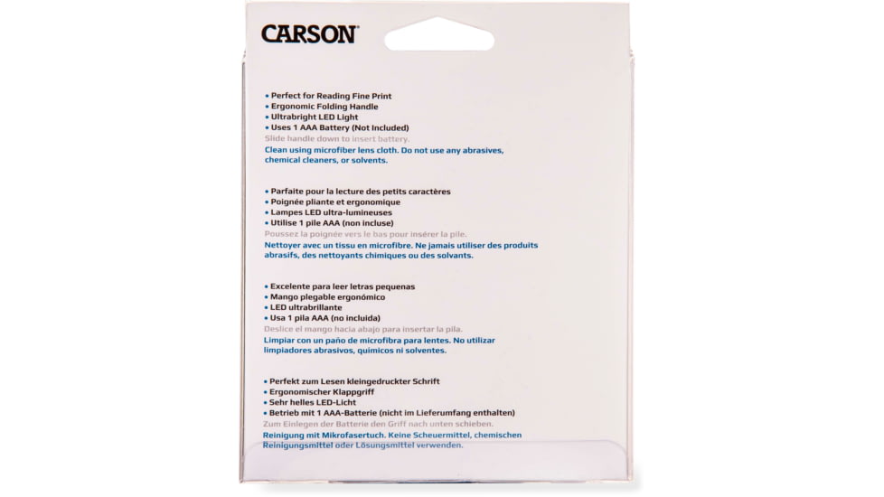 Carson LED Lighted Folding Rectangular Magnifier, 2.5x Power, Silver/Black, Small, MJ-30