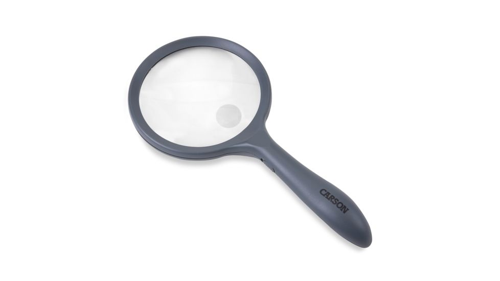 Carson LED Lighted HandHeld 2x Magnifier w/4x Spot Lens, Gray hm-44