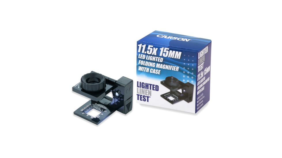 Carson LinenTest/Loupe Lighted Foldout Compact Magnifier Loupe, Black, Pack of 6 LT-10MU