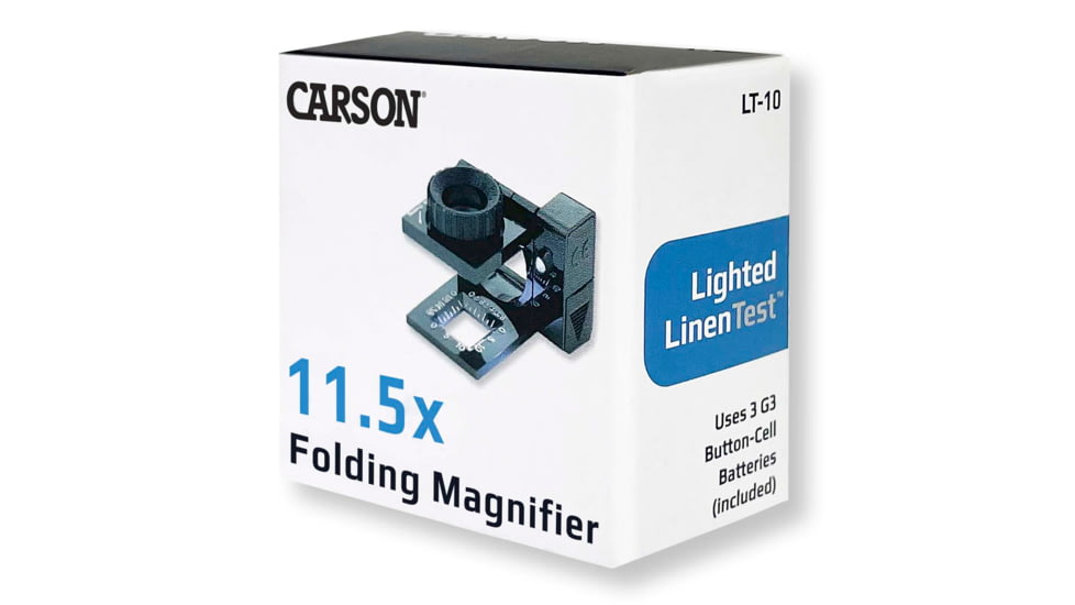 Carson LinenTest/Loupe Lighted Foldout Compact Magnifier Loupe, Black LT-10