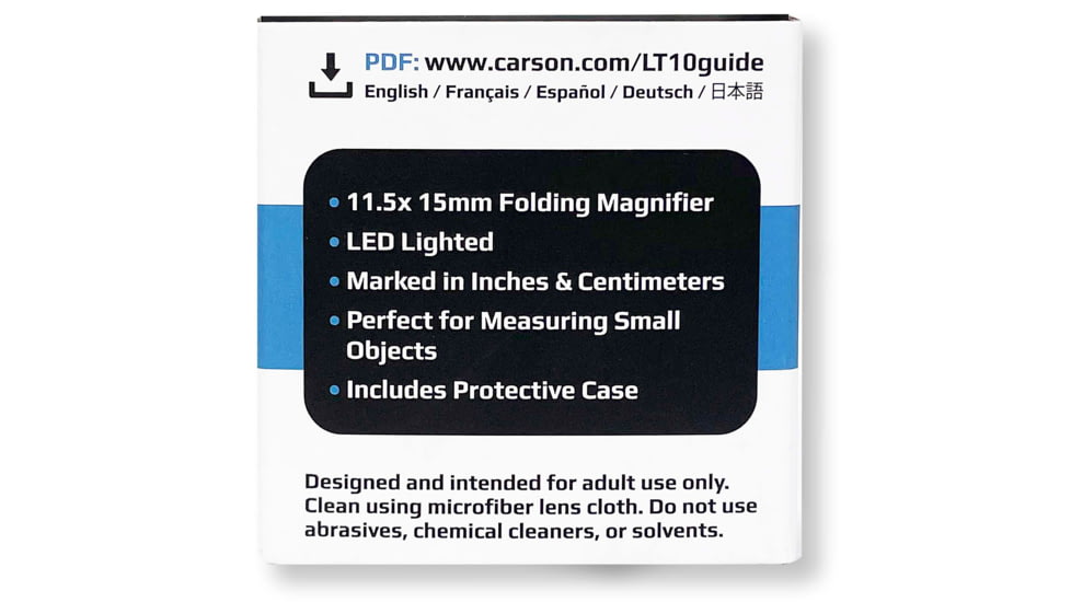 Carson LinenTest/Loupe Lighted Foldout Compact Magnifier Loupe, Black LT-10