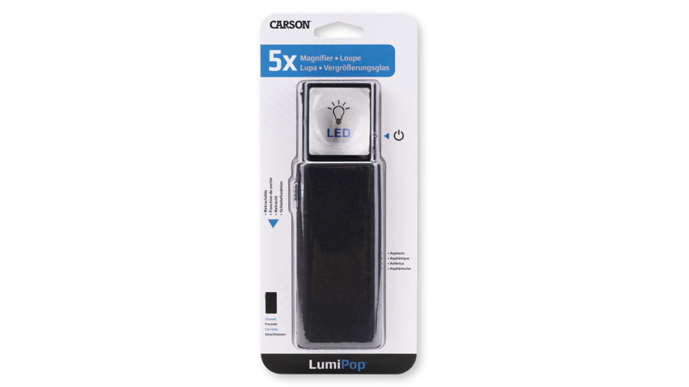 Carson LumiPop 5X LED Light Pop-Out Magnifier Loupe, Black LP-66