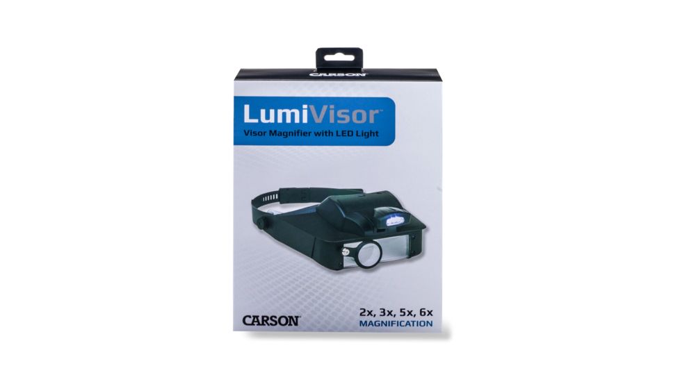 Carson LumiVisor 2x/3x/5x/6x LED Lighted Head Visor Magnifier Loupe, Black LV-10