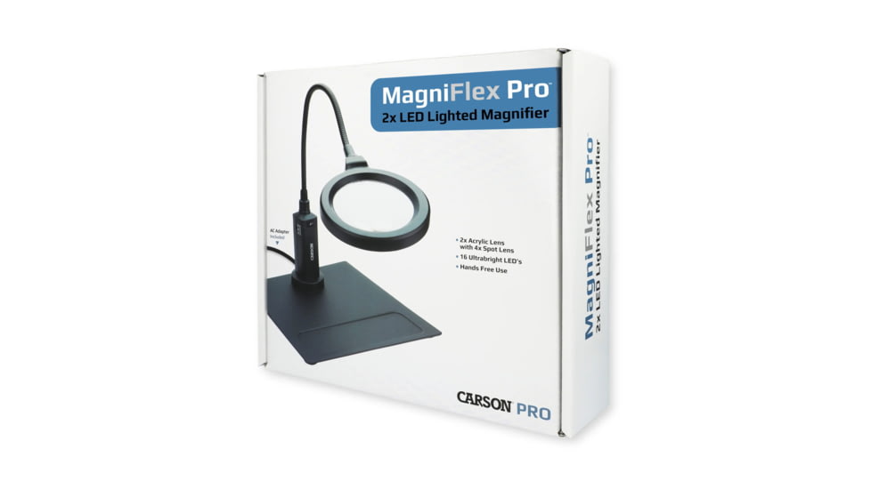 Carson MagniFlexPro 2x LED Lighted Magnifier Loupe w/ 4x Spot Lens, Black CP-90