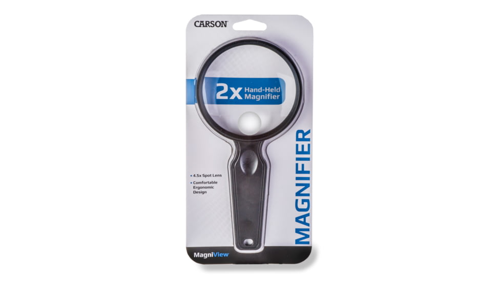 Carson MagniView 2x Hand Magnifier with 4.5x Spot Lens, Black DS-36