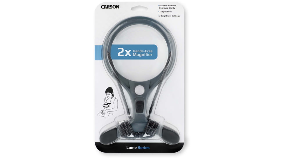 Carson Optical AS-70 Lume Series Hands-Free Magnifier, Gray, 5.7 in x 1.0 in x 9.3 in, AS-70