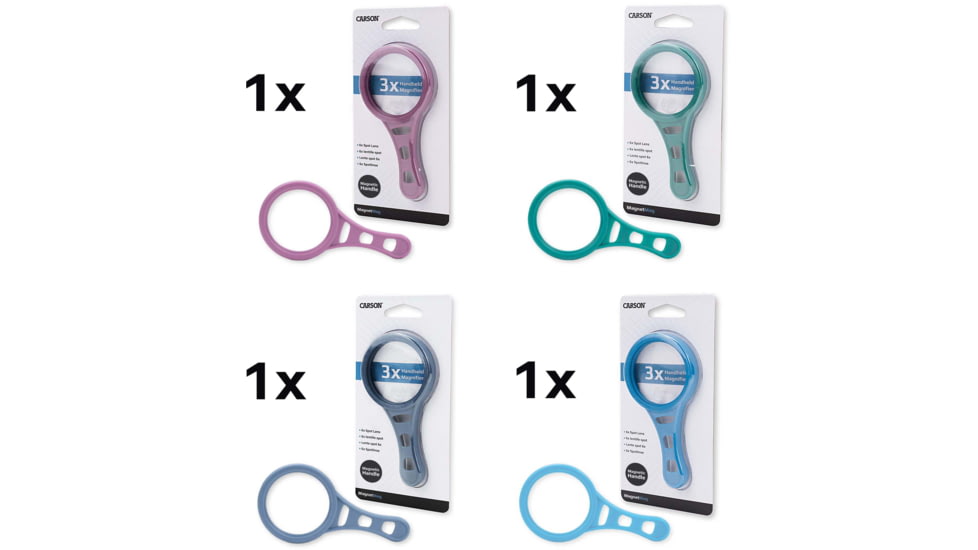 Carson Optical MagnetMag Handheld Magnifier w/ Magnetic Handle, Blue, Purple, Green, Gray, 2.3 in x 0.4 in x 4.6 in, DX-50AS