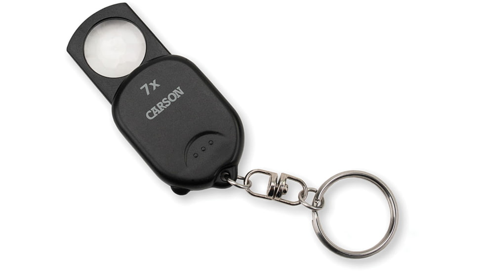 Carson Optical Clip &amp; View Pop Up Keychain 7x Magnifier, 2.75in Overall, GN-70