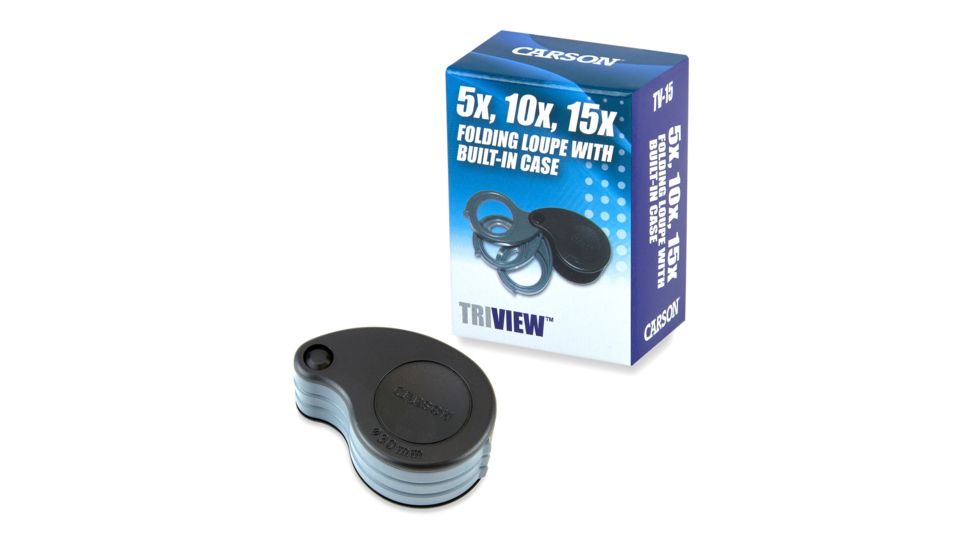 Carson TriView 5x / 10x / 15x Folding  Loupe with Built-in Case TV-15