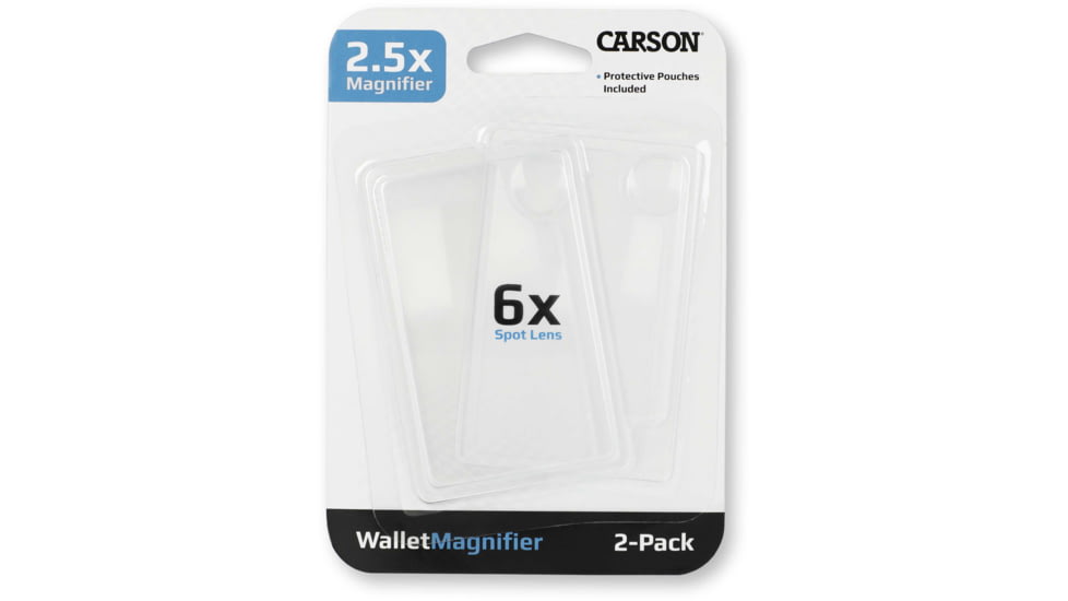 Carson Wallet 2x Magnifier Loupe with 5x Spot Lens Twin Pack WM-01