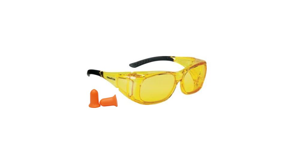 Champion Traps and Targets Overspec Ballstic Glasses and Plugs, Amber, 40711