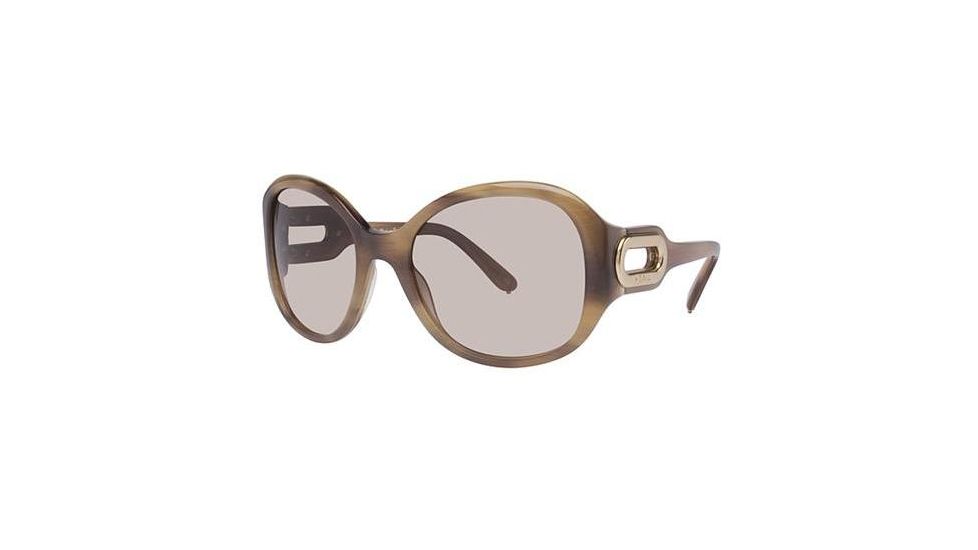 Chloe CL2193A Sunglasses - Frame Green Horn, Lens Color Gradient Warm Brown, Size 57/19mm CL2193A03