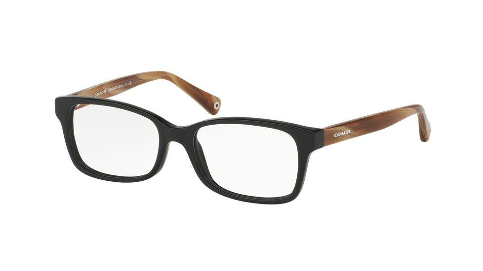 Coach HC6047F Eyeglass Frames 5193-51 - Black/Light Brown Horn Frame