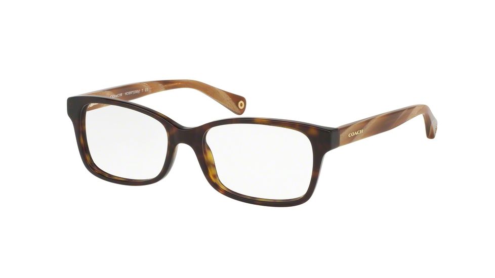 Coach HC6047F Eyeglass Frames 5204-51 - Dark Tortoise/Light Brown Horn Frame