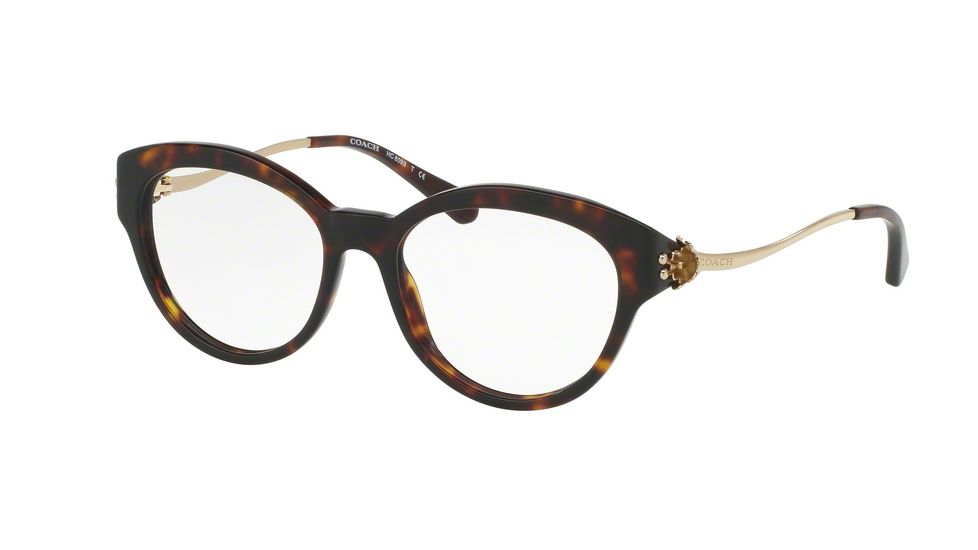 Coach HC6093F Single Vision Prescription Eyeglasses 5417-53 - Dark Tortoise/Light Gold Frame