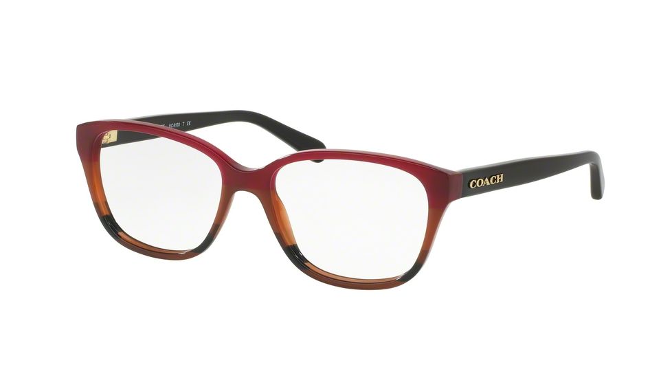 Coach HC6103F Eyeglass Frames 5445-54 - Aubgn Cognac Varsity Stripe Frame