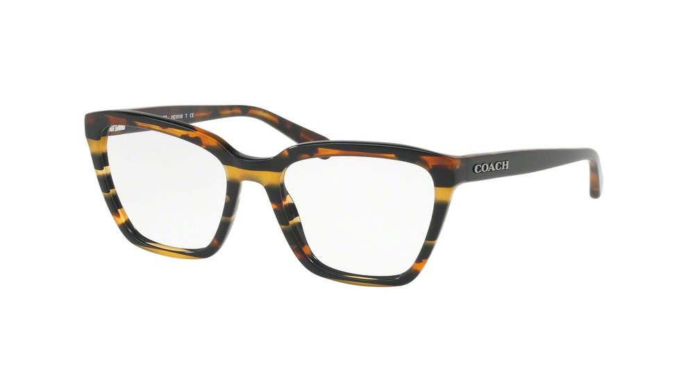 Coach HC6109 Eyeglass Frames 5440-52 - Blk Amber Gltr Varsity Stripe Frame