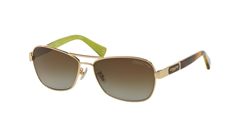Coach L038 CAROLINE HC7012 Sunglasses 9100T5-56 - Gold/Tortoise Frame, Brown Gradient Polarized Lenses