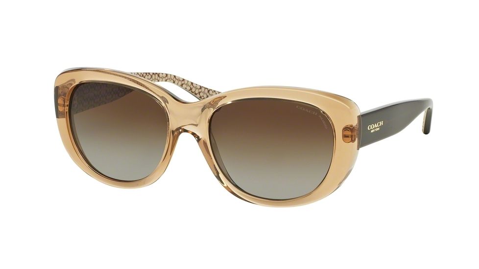 Coach L071 DARCY HC8083 Sunglasses 5216T5-55 - Brown Crystal/Tort Sand Sig C Frame, Brown Gradient Polarized Lenses