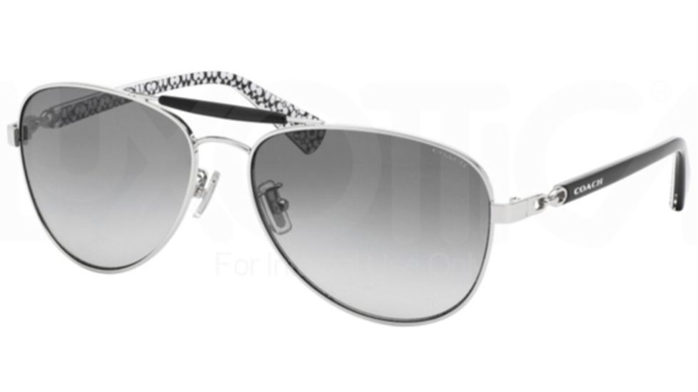 Coach L078 ALTON HC7041 Sunglasses 917511-59 - Silver/Black White Sig C Frame, Grey Gradient Lenses