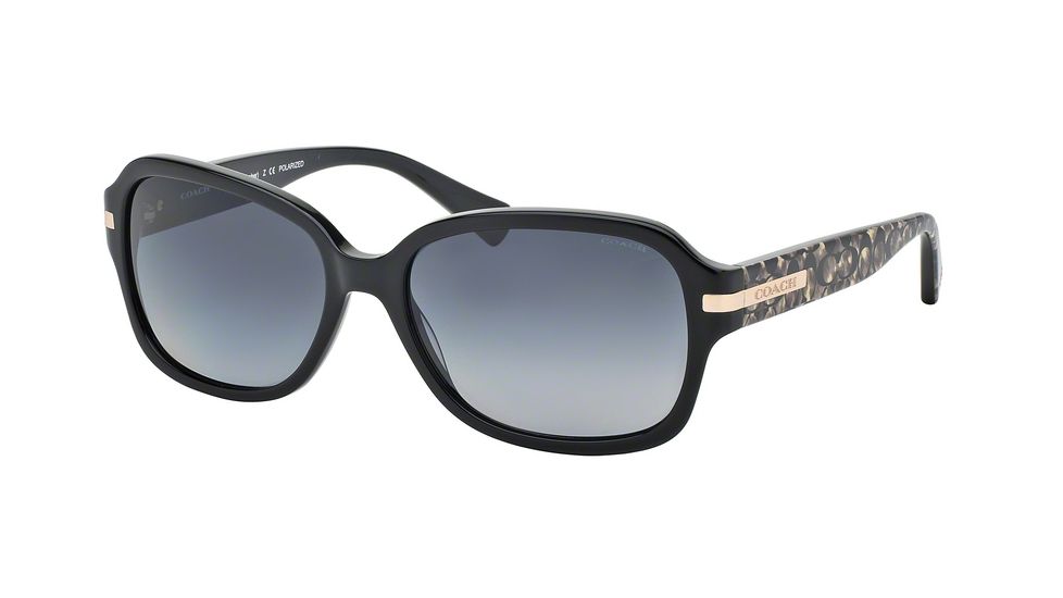 Coach L082 AMBER HC8105 Sunglasses 5226T3-58 - Black/Beige Frame, Grey Gradient Polarized Lenses