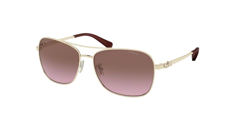 Coach L1014 HC7080 Single Vision Prescription Sunglasses, 55mm, Shiny Light Gold, HC7080-900514-55-SV