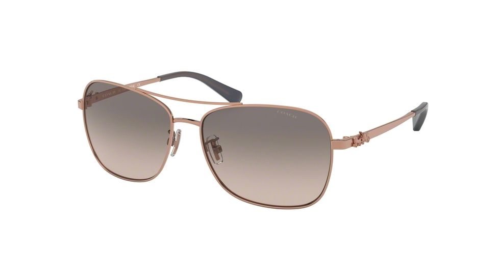 Coach L1014 HC7080 Single Vision Prescription Sunglasses, 55mm, Shiny Rose Gold, HC7080-93313B-55-SV