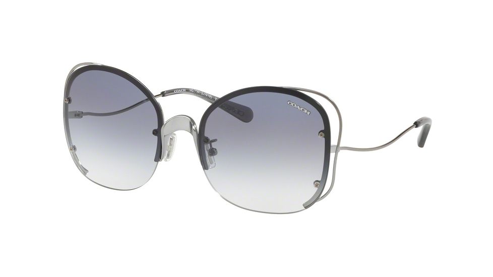Coach L1019 HC7081 Sunglasses 900479-58 - Shiny Standard Gunmetal Frame, Blue Gradient Lenses