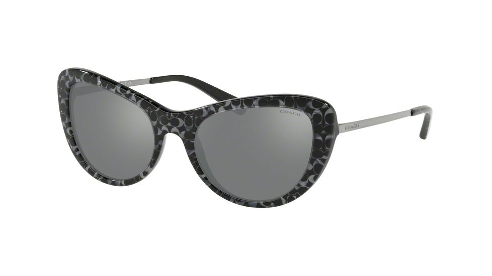 Coach L1039 HC8247 Sunglasses 55206G-53 - Gunmetal Sig C Outside Frame, Gunmetal Mirror Lenses